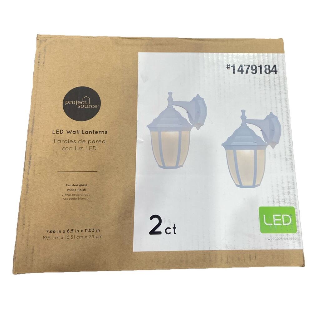 Project Source 14.37-in White 100W Max Outdoor Wall Lantern Frosted Glass Shade